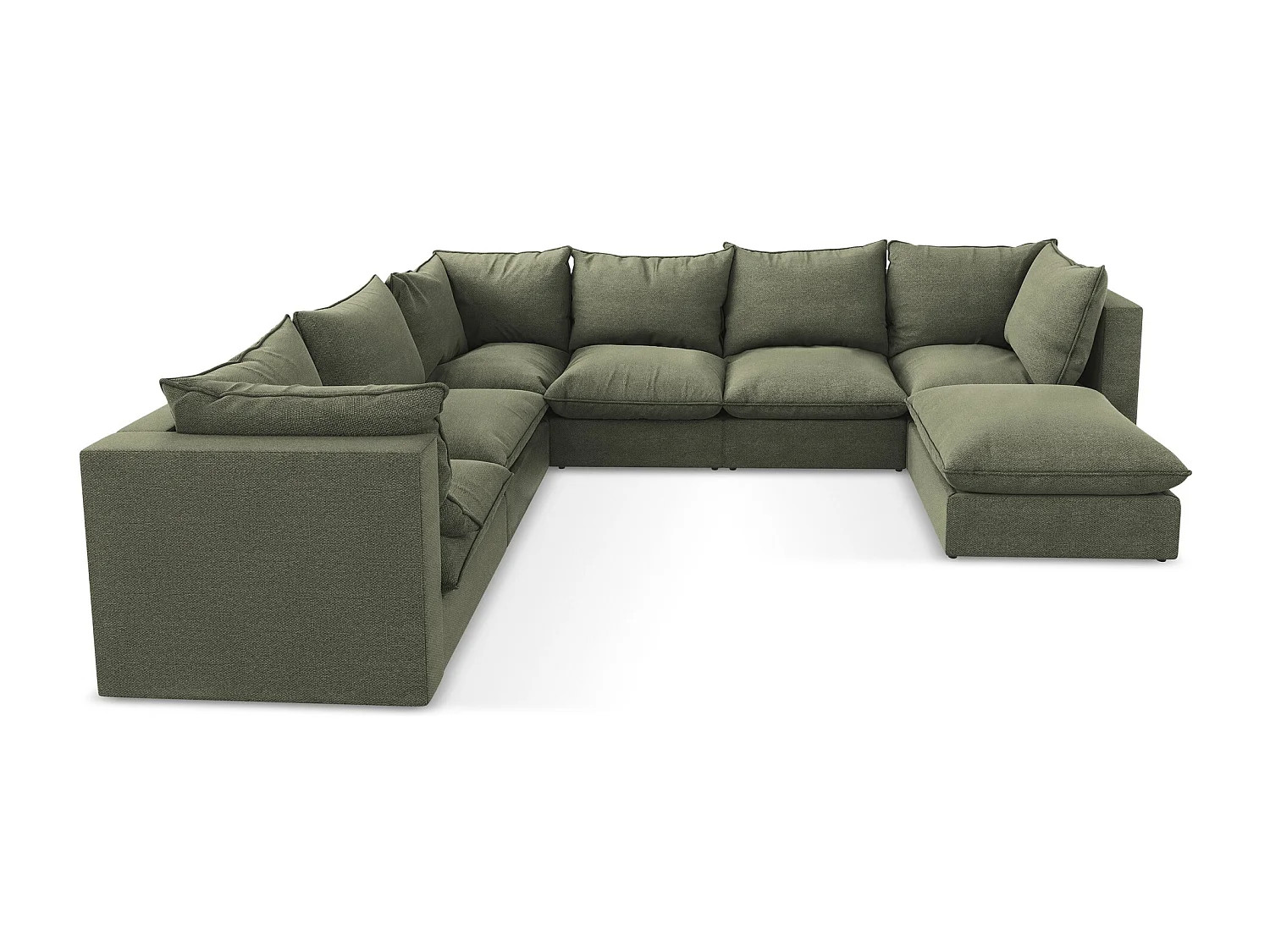 Sofa modułowa panoramiczna - z tkaniny bouclé - oliwkowy - MANAO