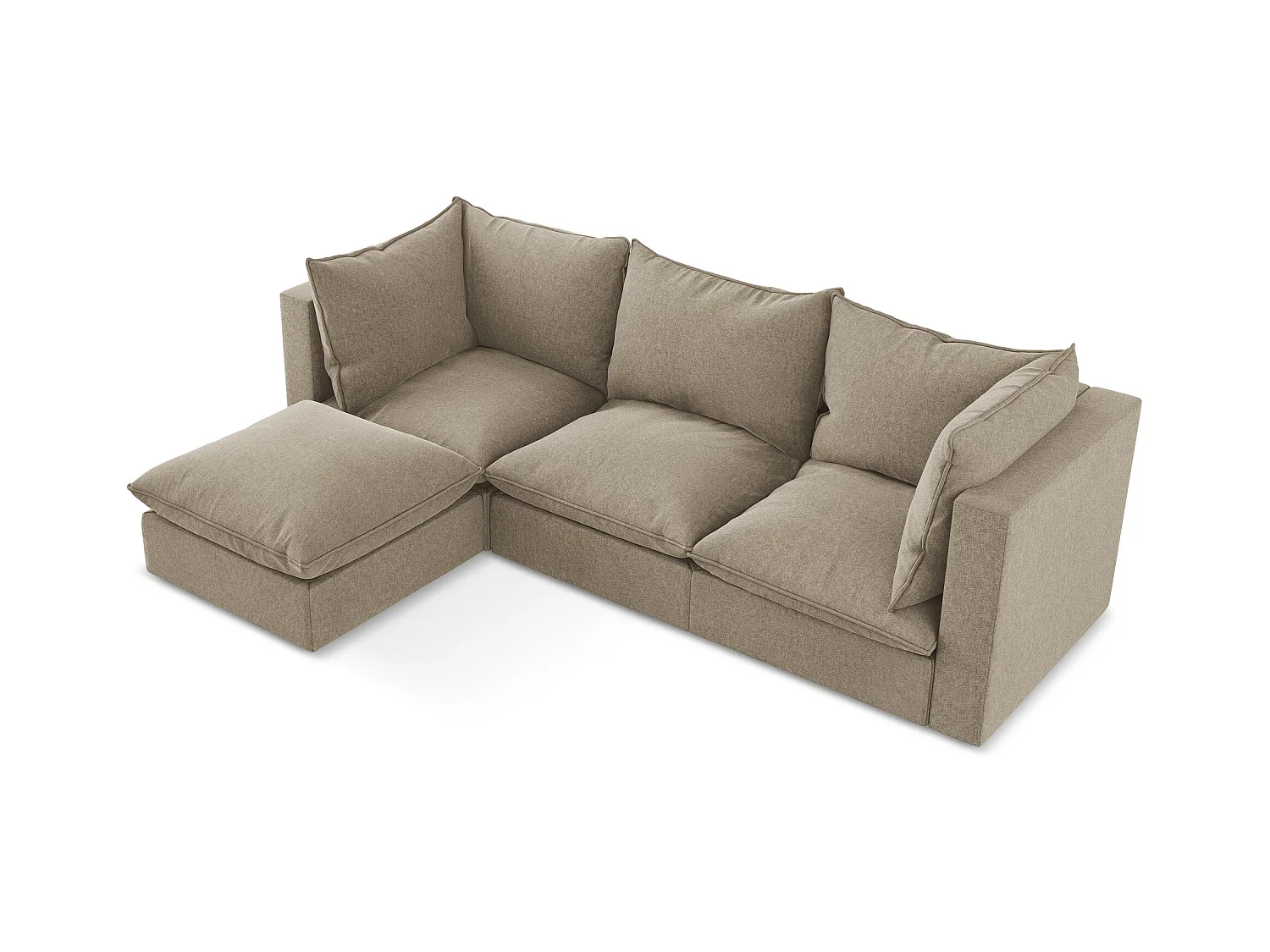 Canapé d'angle 3 places modulaire gauche en velours - beige - MANAO