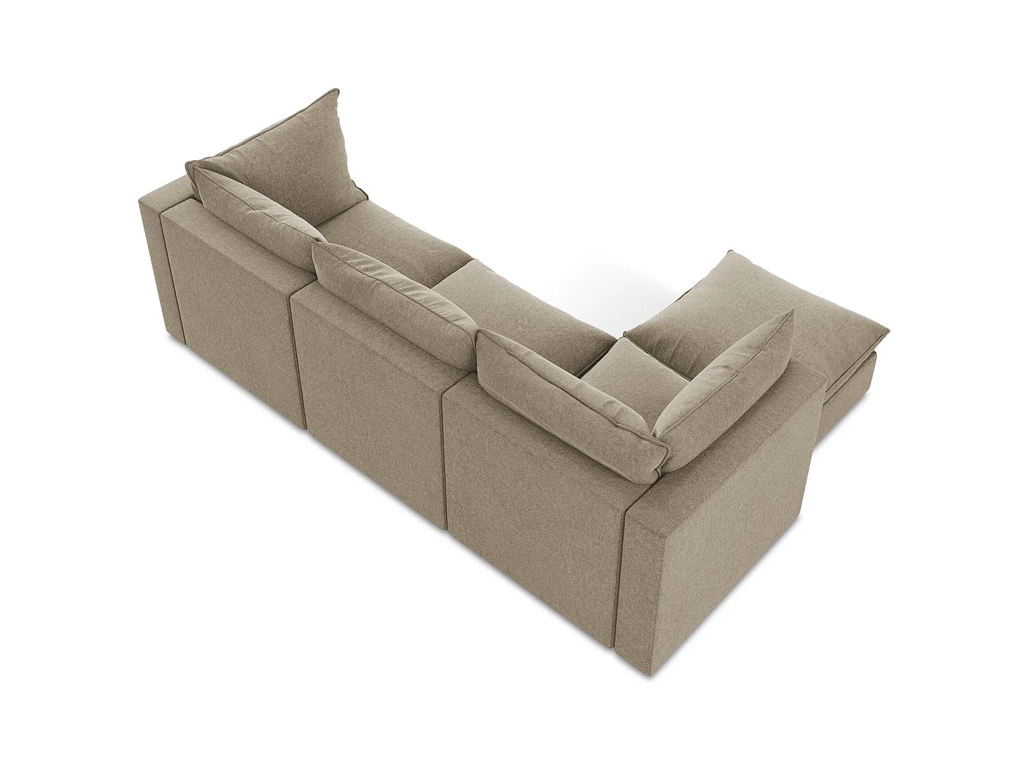 Canapé d'angle 3 places modulaire gauche en velours - beige - MANAO