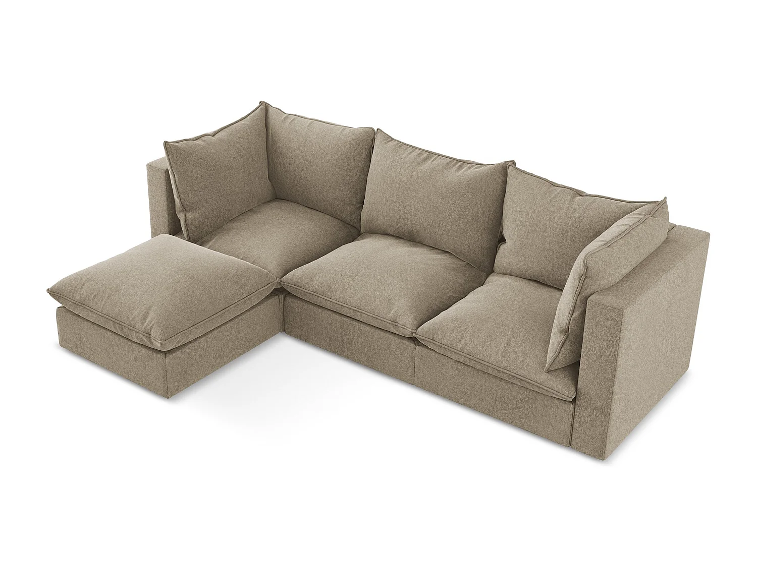 Canapé d'angle 3 places modulaire gauche en velours - beige - MANAO