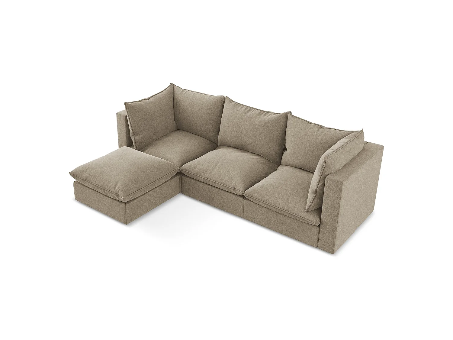 Canapé d'angle 3 places modulaire gauche en velours - beige - RAVENNA