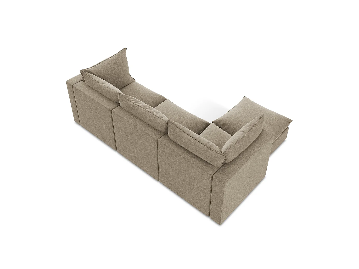 Canapé d'angle 3 places modulaire gauche en velours - beige - RAVENNA