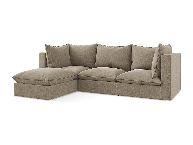 3-Sitzer Modulares Ecksofa - Ecke Links - Samt - Beige - MANAO