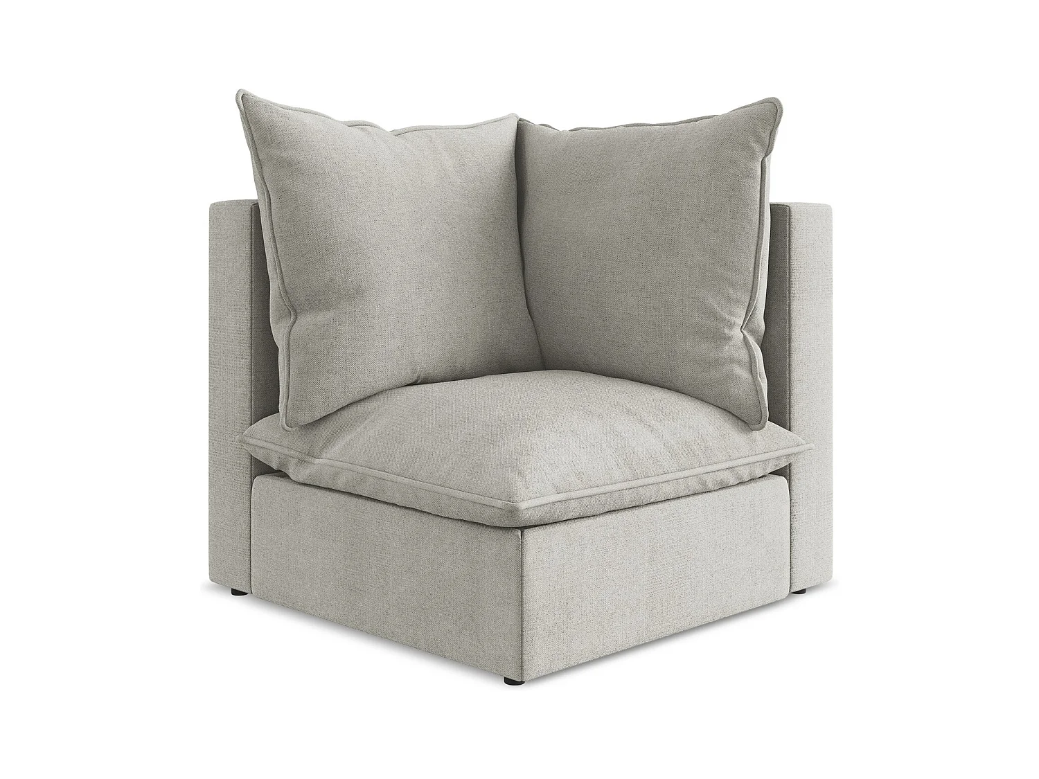 Fauteuil d'angle pour canapé modulable en tissu texturé - gris clair - MANAO