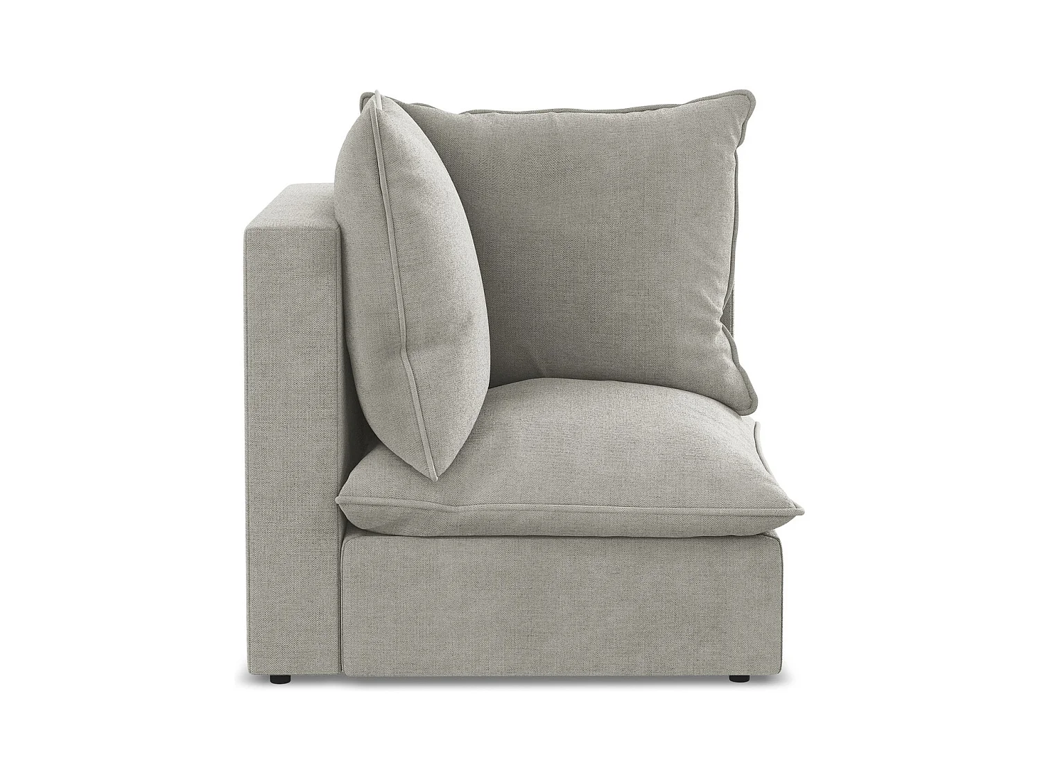 Fauteuil d'angle pour canapé modulable en tissu texturé - gris clair - MANAO
