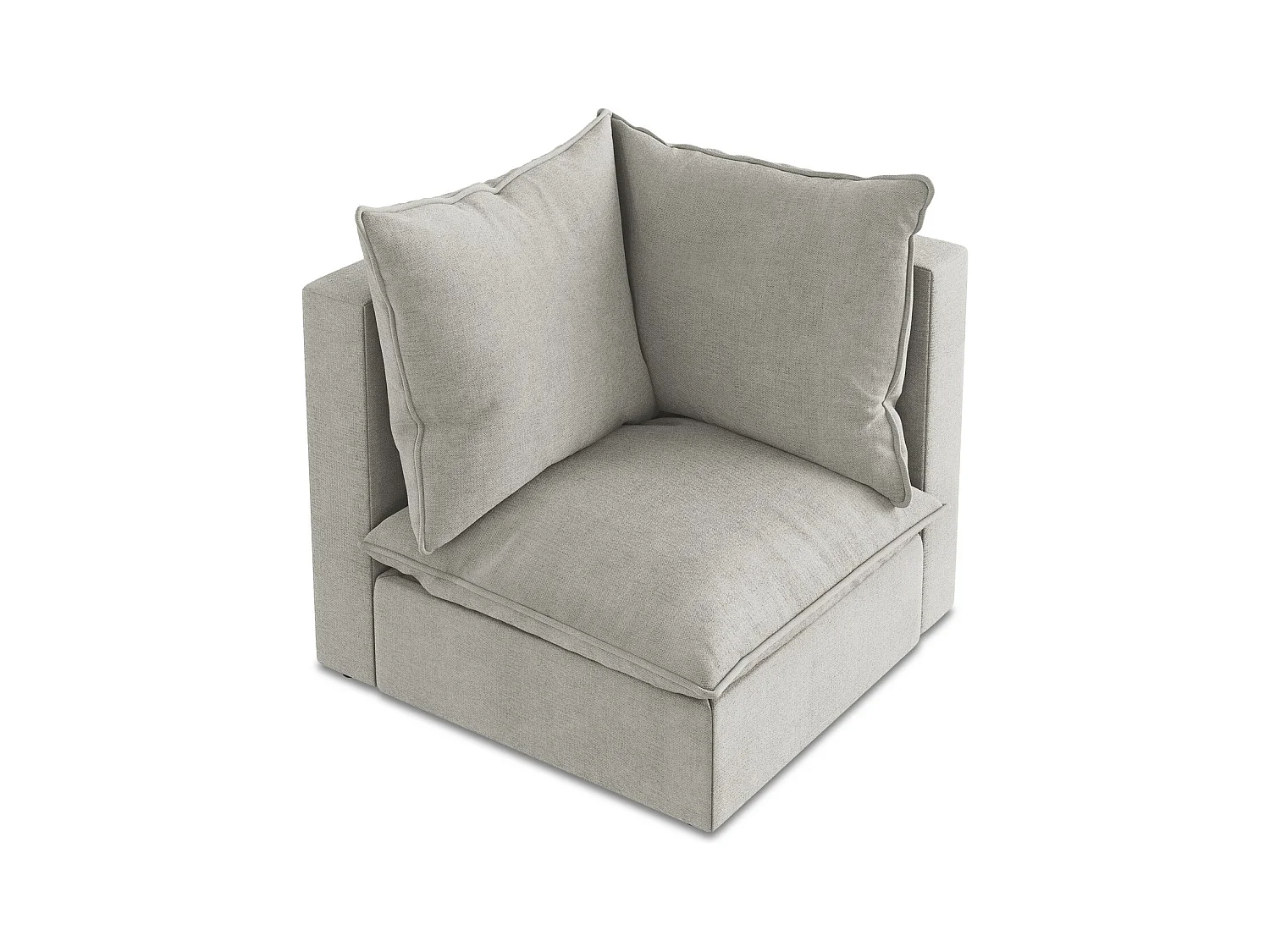Fauteuil d'angle pour canapé modulable en tissu texturé - gris clair - MANAO