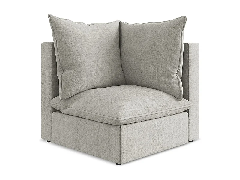 Fauteuil d'angle pour canapé modulable en tissu texturé - gris clair - MANAO
