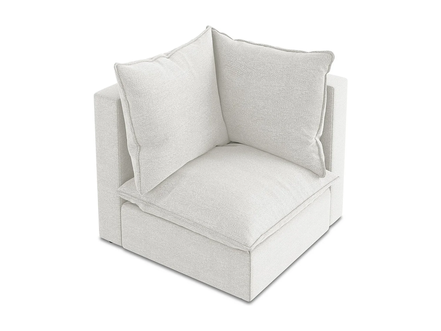 Fauteuil d'angle pour canapé modulable en tissu bouclette - blanc - MANAO