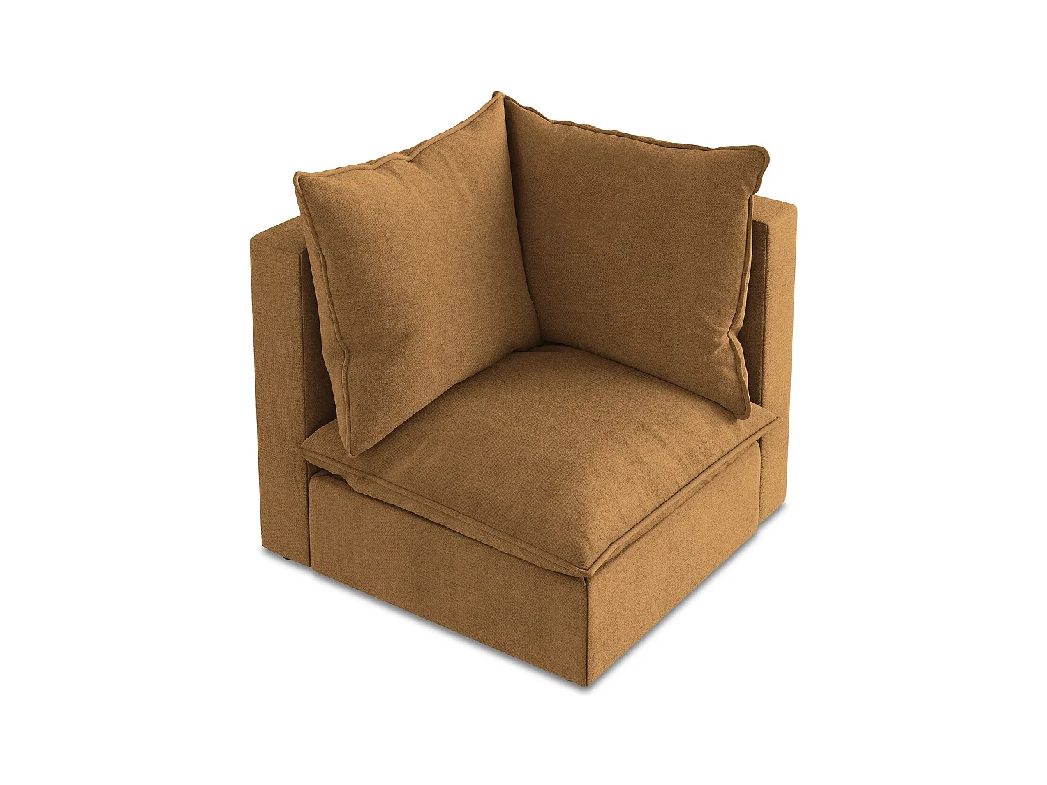 Fauteuil d'angle pour canapé modulable en tissu texturé - terre cuite - MANAO