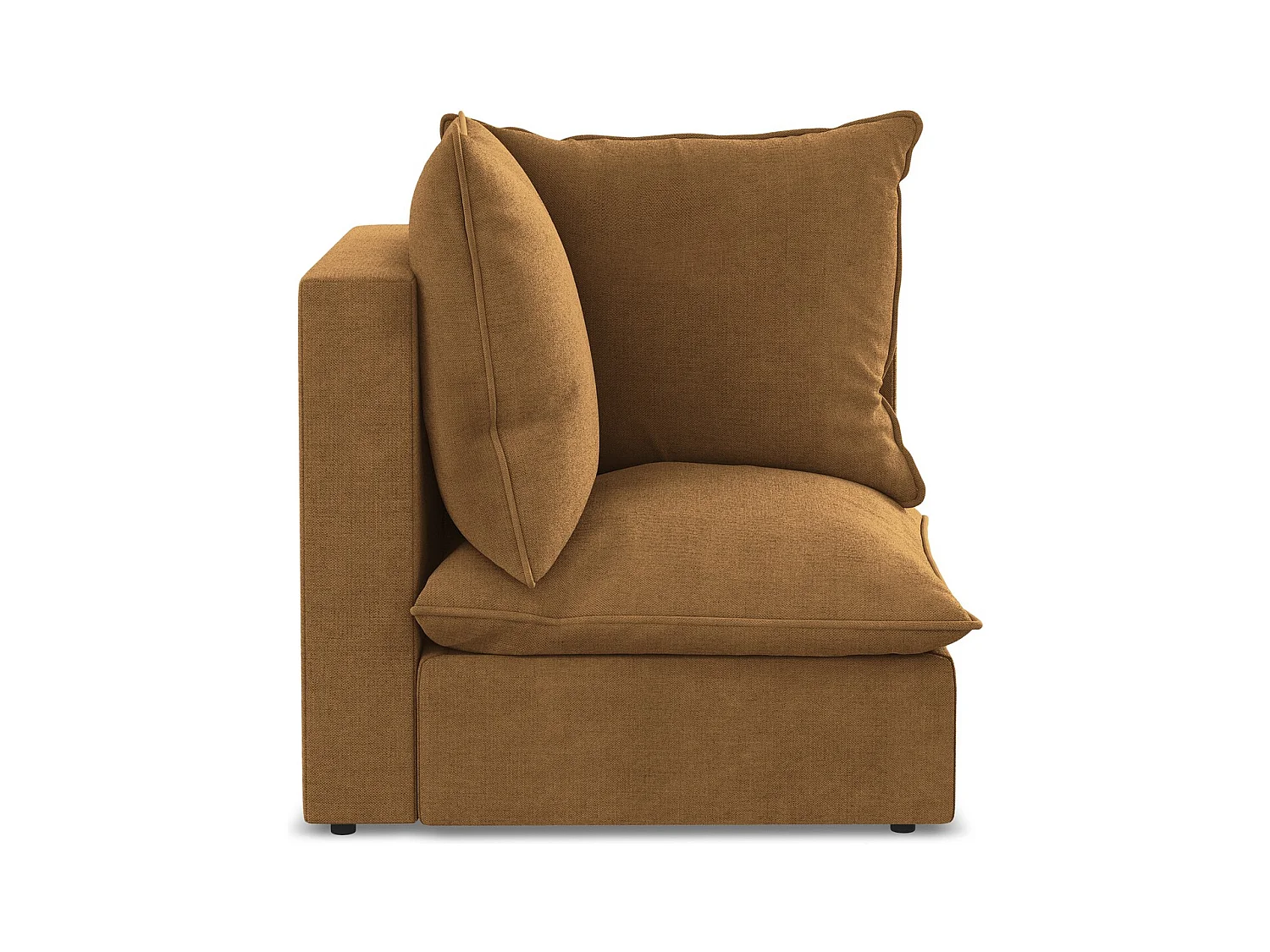 Fauteuil d'angle pour canapé modulable en tissu texturé - terre cuite - MANAO
