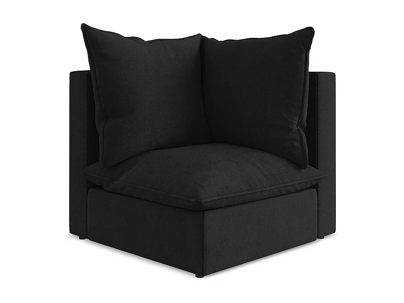 Fauteuil d'angle pour canapé modulable en tissu texturé - noir - MANAO