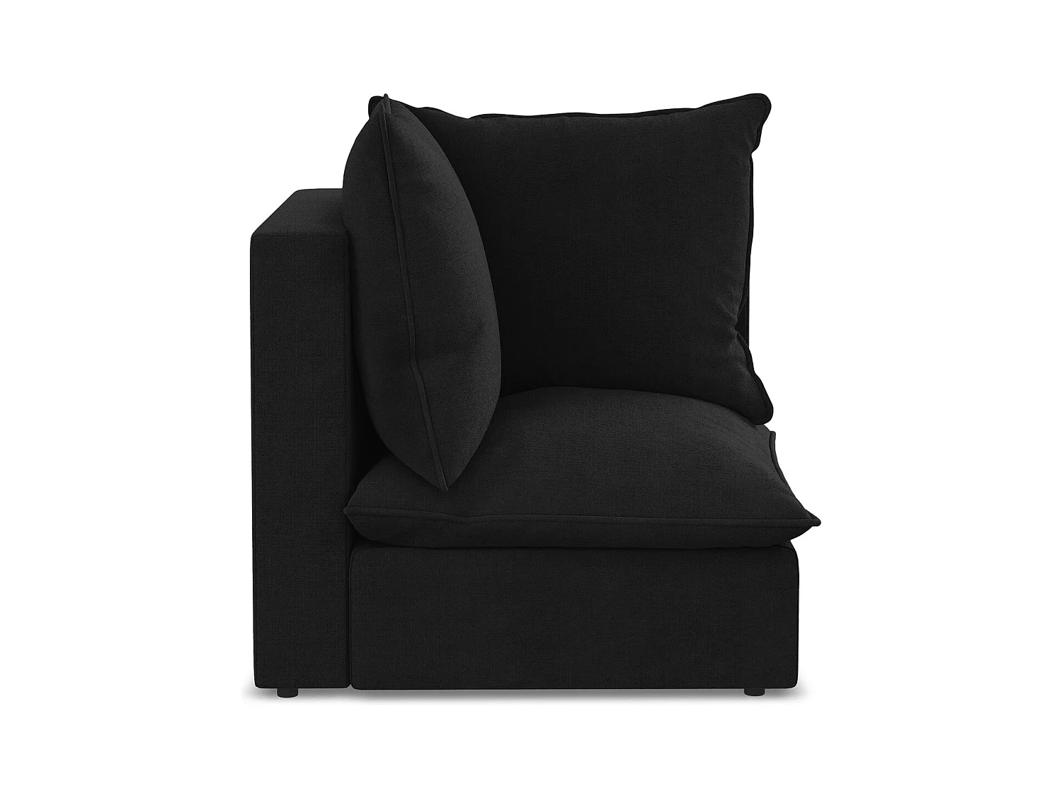 Fauteuil d'angle pour canapé modulable en tissu texturé - noir - MANAO