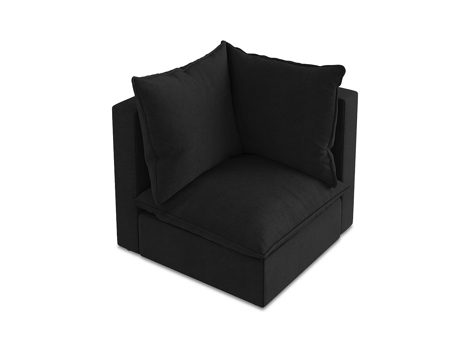 Fauteuil d'angle pour canapé modulable en tissu texturé - noir - MANAO