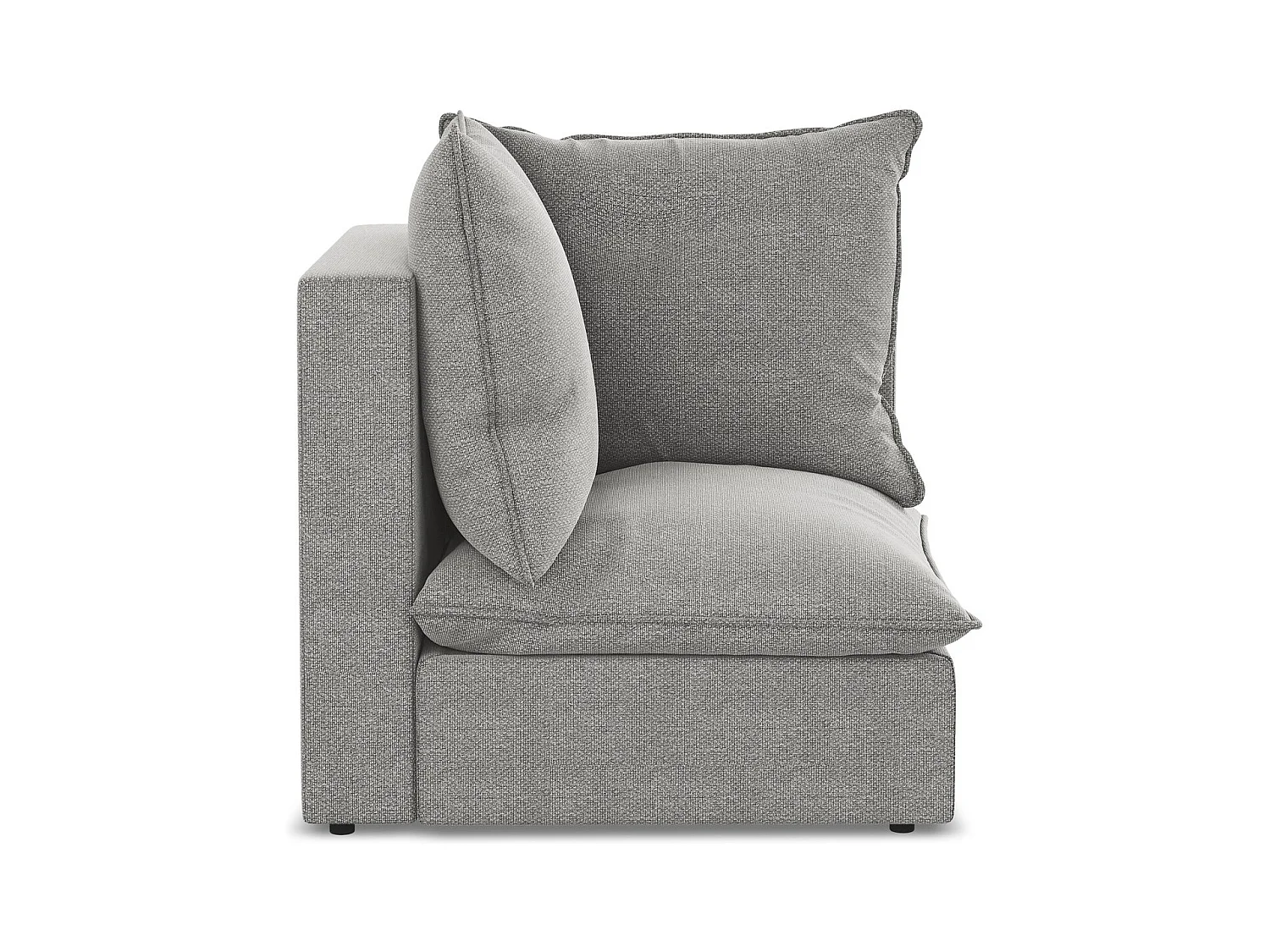 Fauteuil d'angle pour canapé modulable en tissu bouclette - gris clair - MANAO