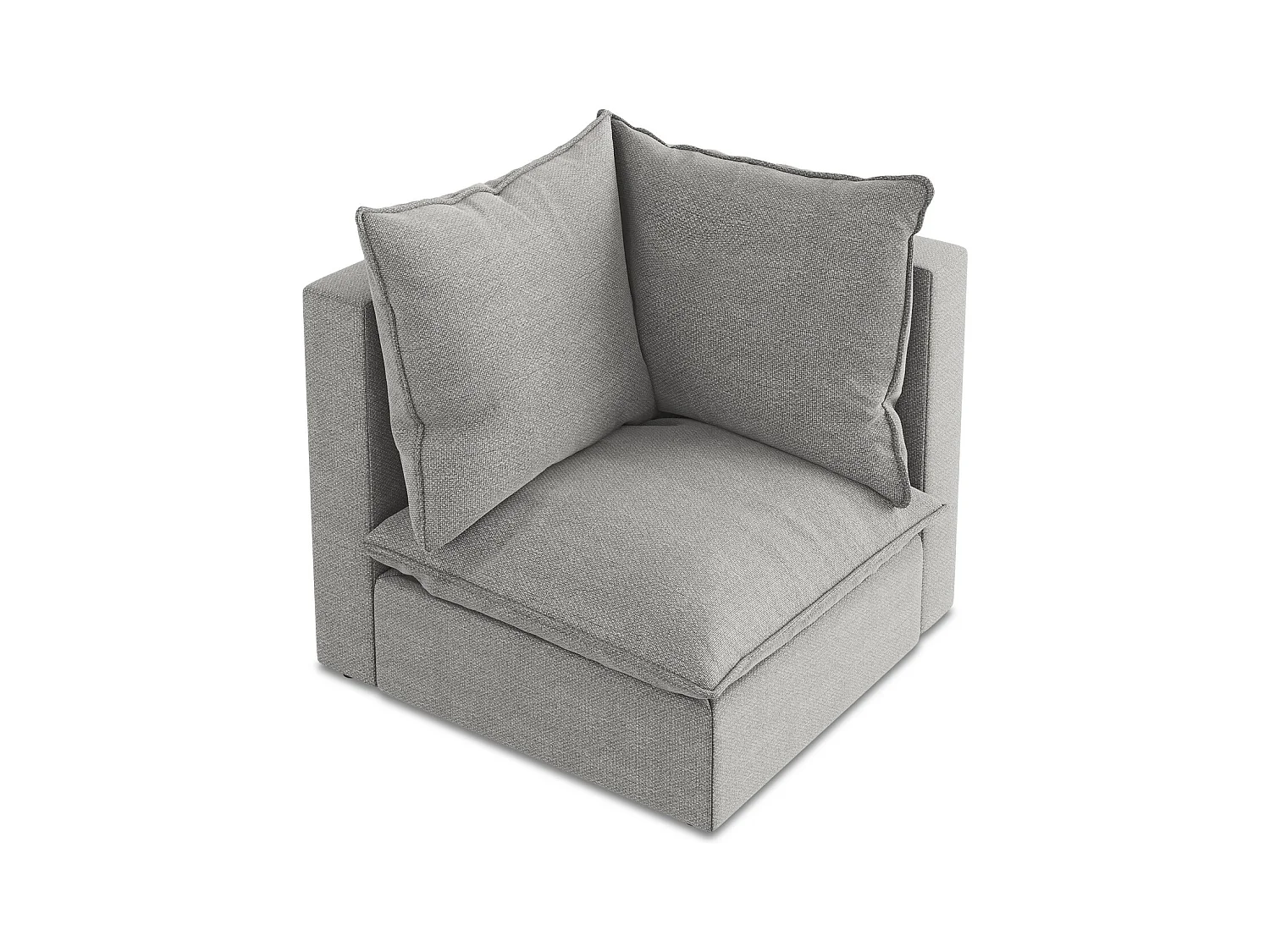 Fauteuil d'angle pour canapé modulable en tissu bouclette - gris clair - MANAO