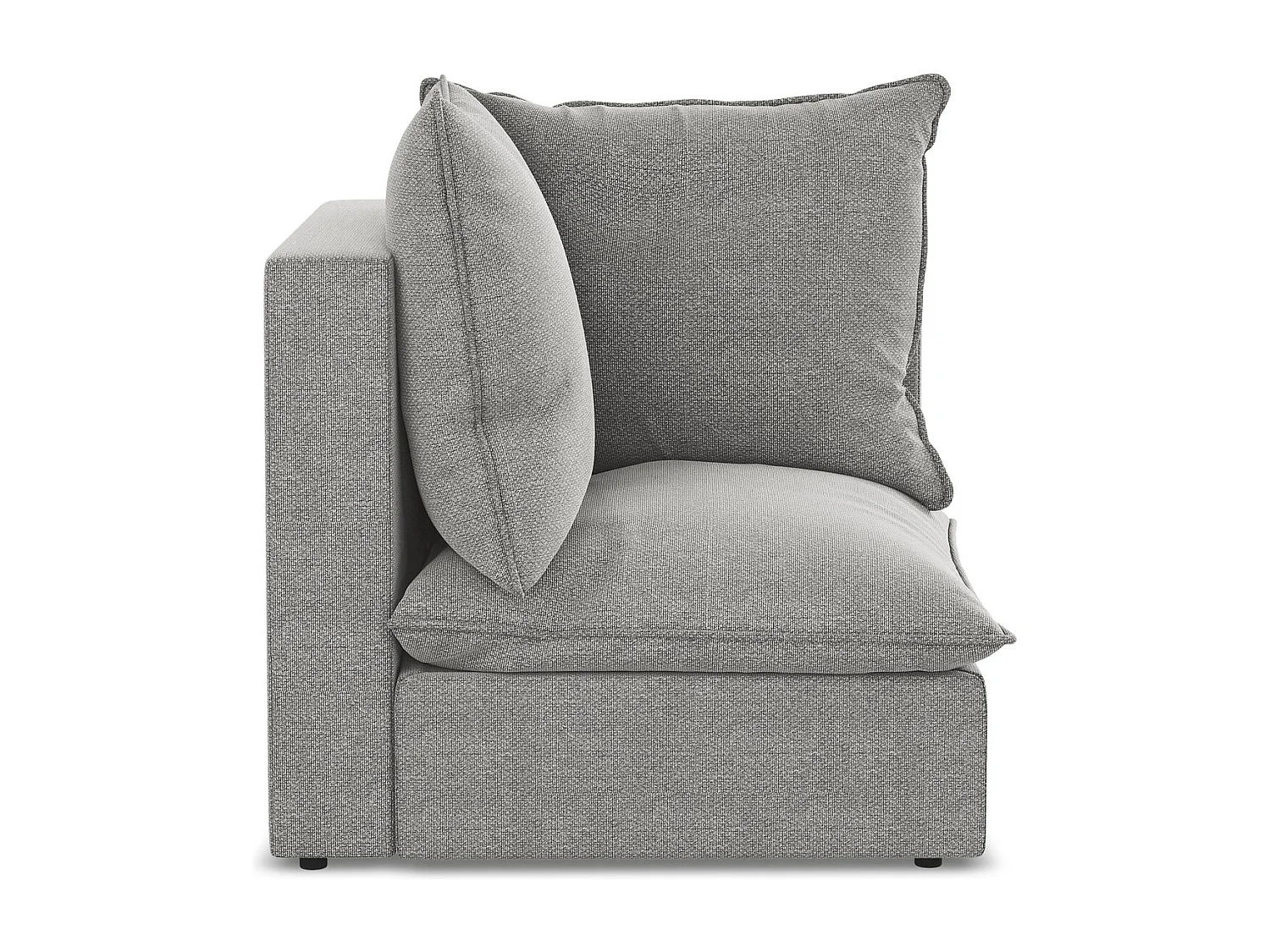 Fauteuil d'angle pour canapé modulable en tissu bouclette - gris clair - MANAO