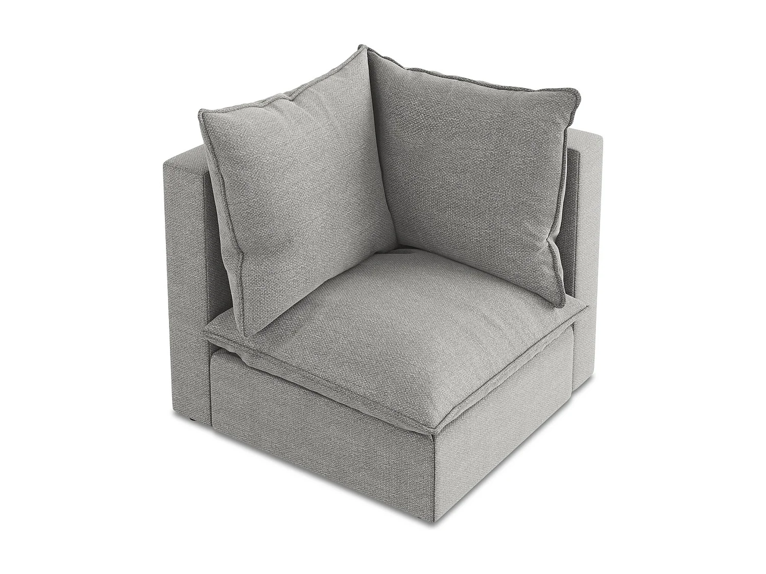 Fauteuil d'angle pour canapé modulable en tissu bouclette - gris clair - MANAO