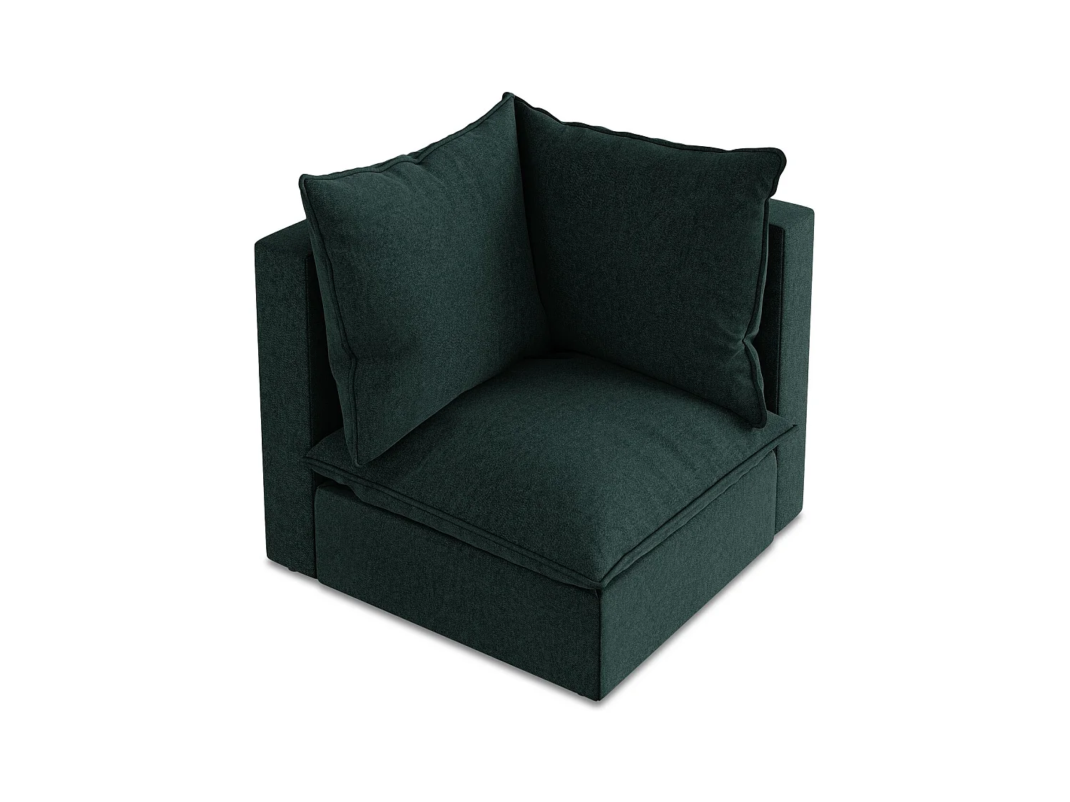 Fauteuil d'angle pour canapé modulable en velours - gris vert - MANAO