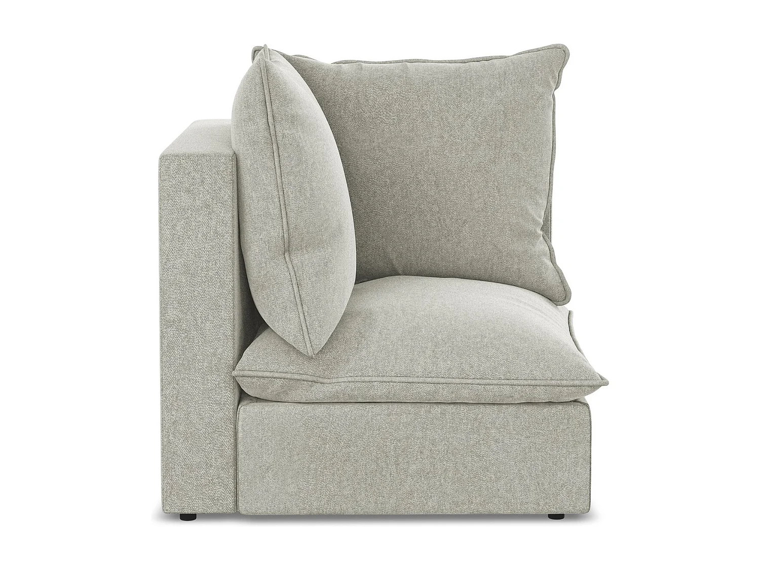 Fauteuil d'angle pour canapé modulable en velours - gris clair - MANAO
