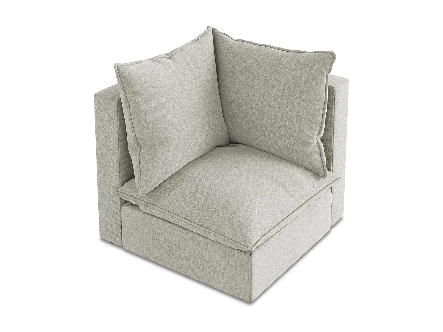 Fauteuil d'angle pour canapé modulable en velours - gris clair - MANAO