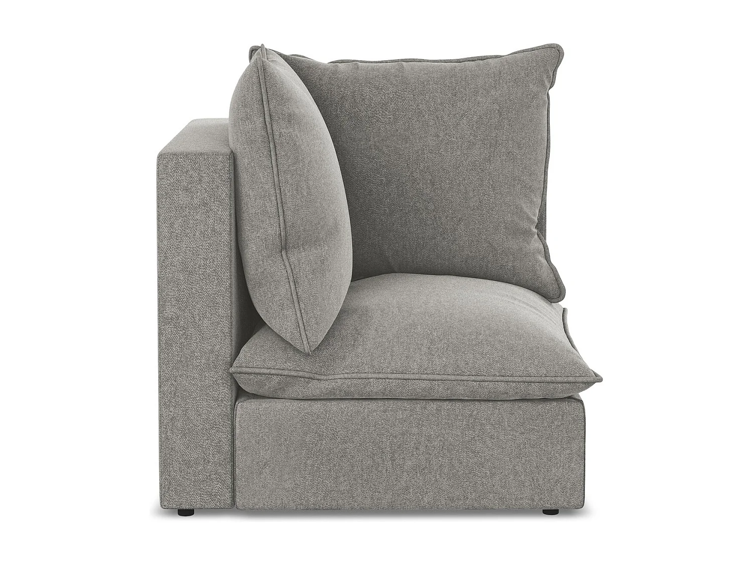 Fauteuil d'angle pour canapé modulable en velours - gris - MANAO