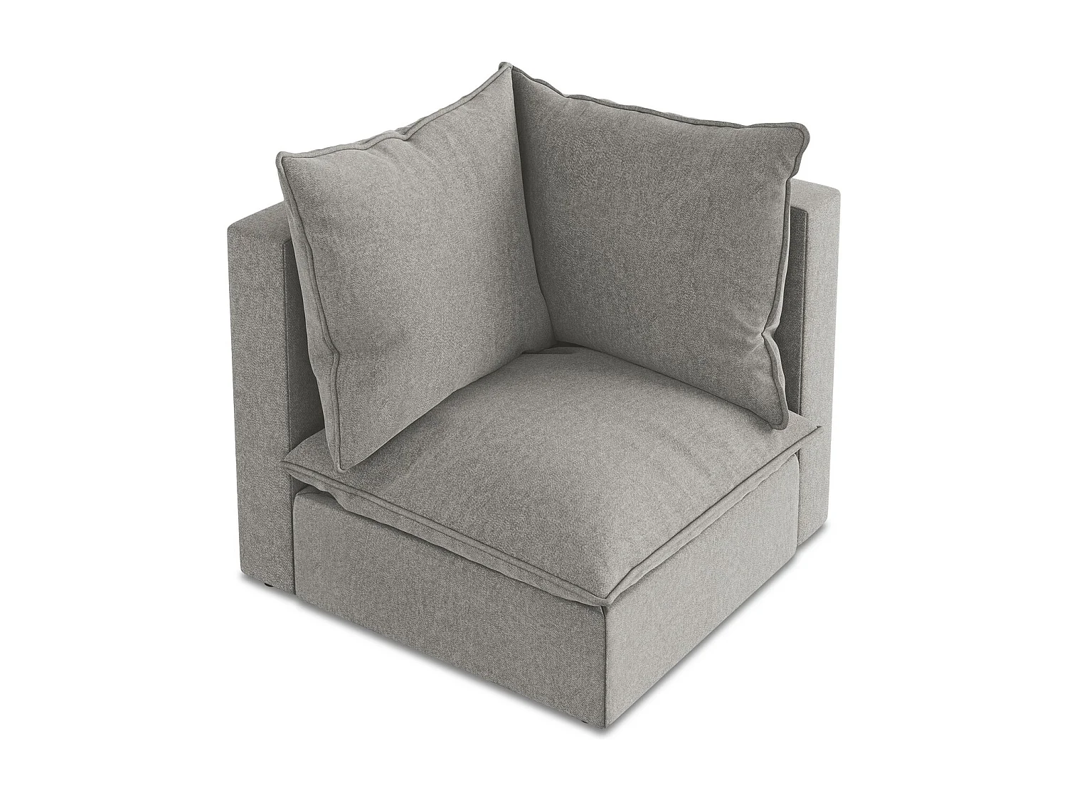 Fauteuil d'angle pour canapé modulable en velours - gris - MANAO