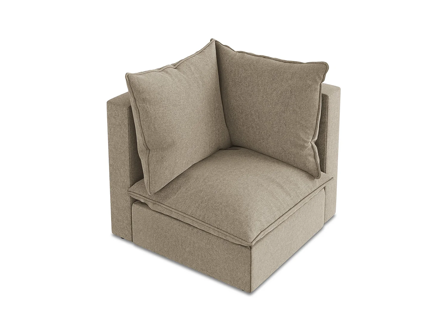 Fauteuil d'angle pour canapé modulable en velours - beige - MANAO