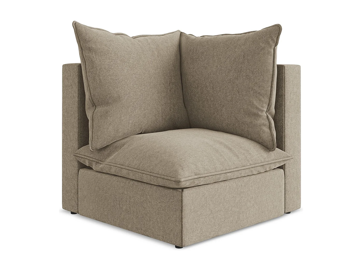 Fauteuil d'angle pour canapé modulable en velours - beige - MANAO