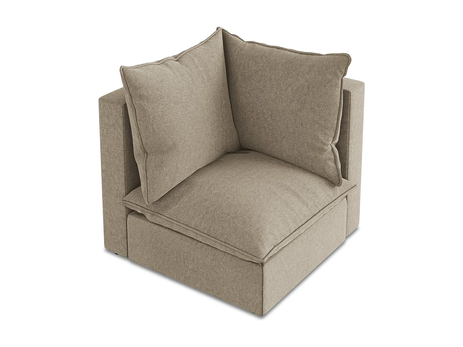 Fauteuil d'angle pour canapé modulable en velours - beige - MANAO