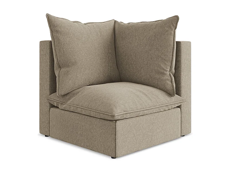 Fauteuil d'angle pour canapé modulable en velours - beige - MANAO