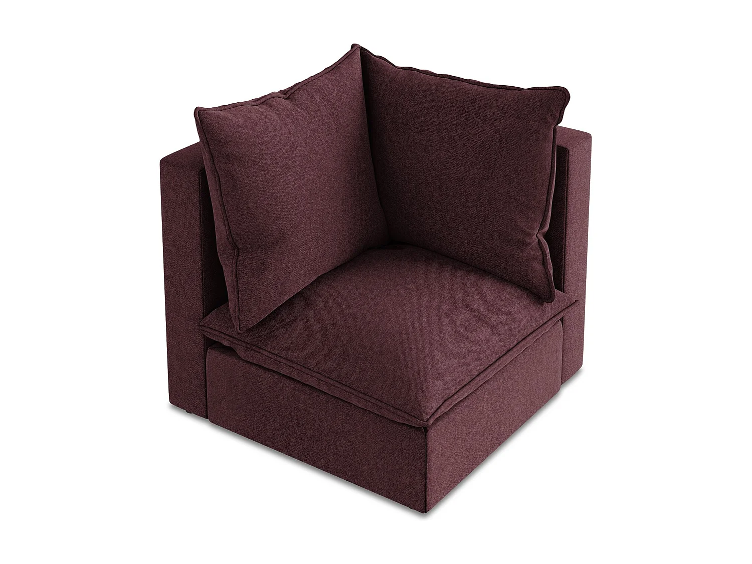 Fauteuil d'angle pour canapé modulable en velours - bourgogne - MANAO