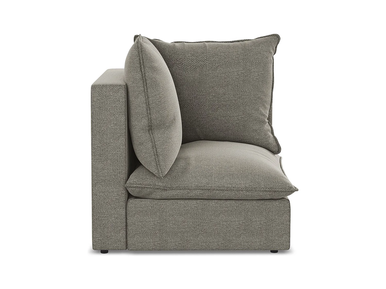 Fauteuil d'angle pour canapé modulable en tissu bouclette - gris - MANAO