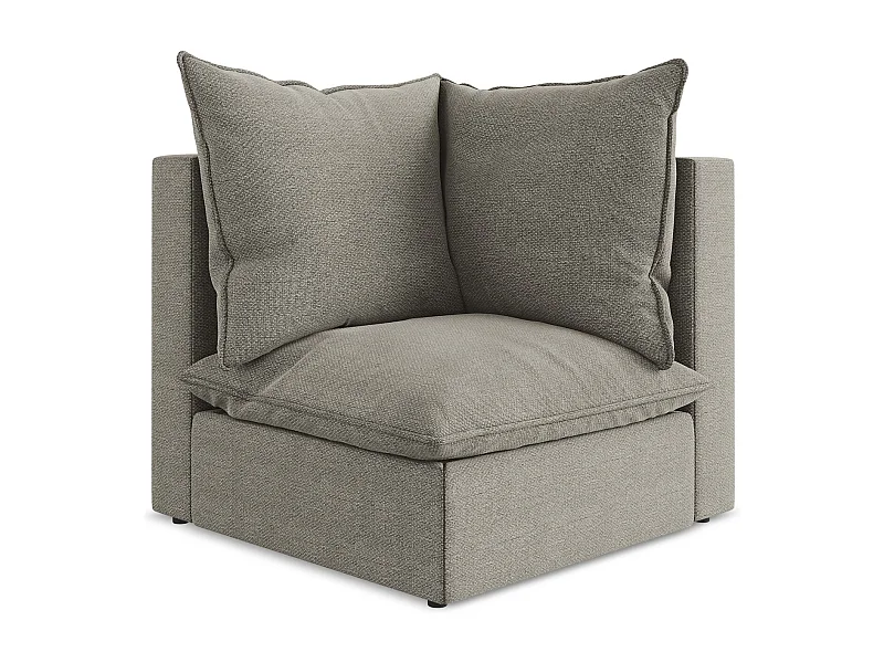 Fauteuil d'angle pour canapé modulable en tissu bouclette - gris - MANAO