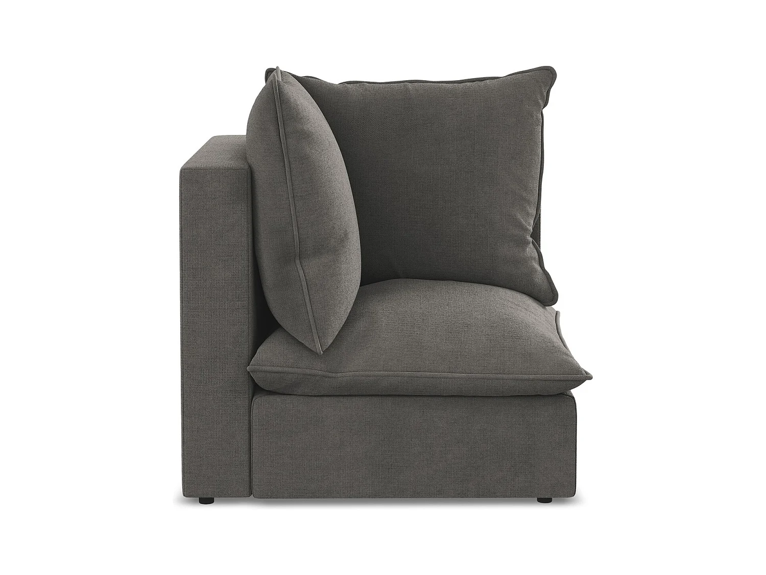 Fauteuil d'angle pour canapé modulable en tissu texturé - gris foncé - MANAO