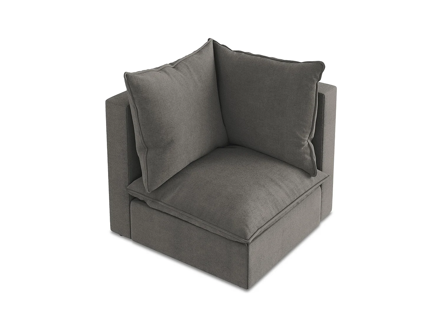 Fauteuil d'angle pour canapé modulable en tissu texturé - gris foncé - MANAO