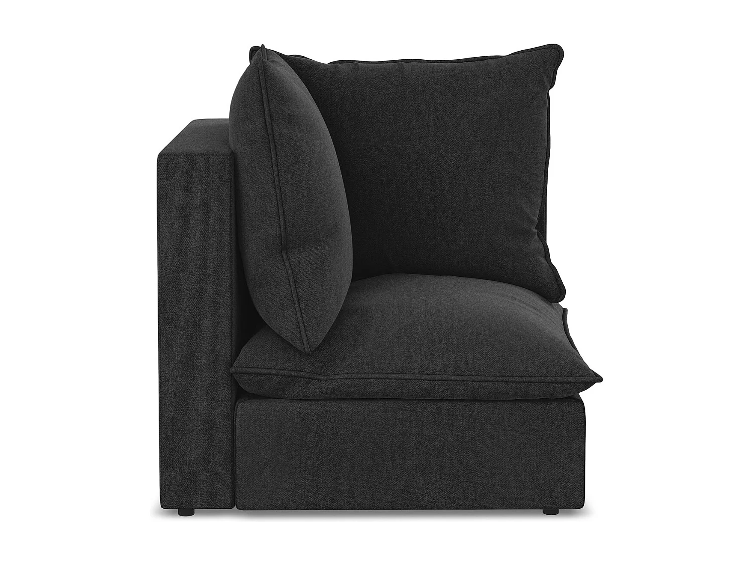 Fauteuil d'angle pour canapé modulable en velours - noir - MANAO