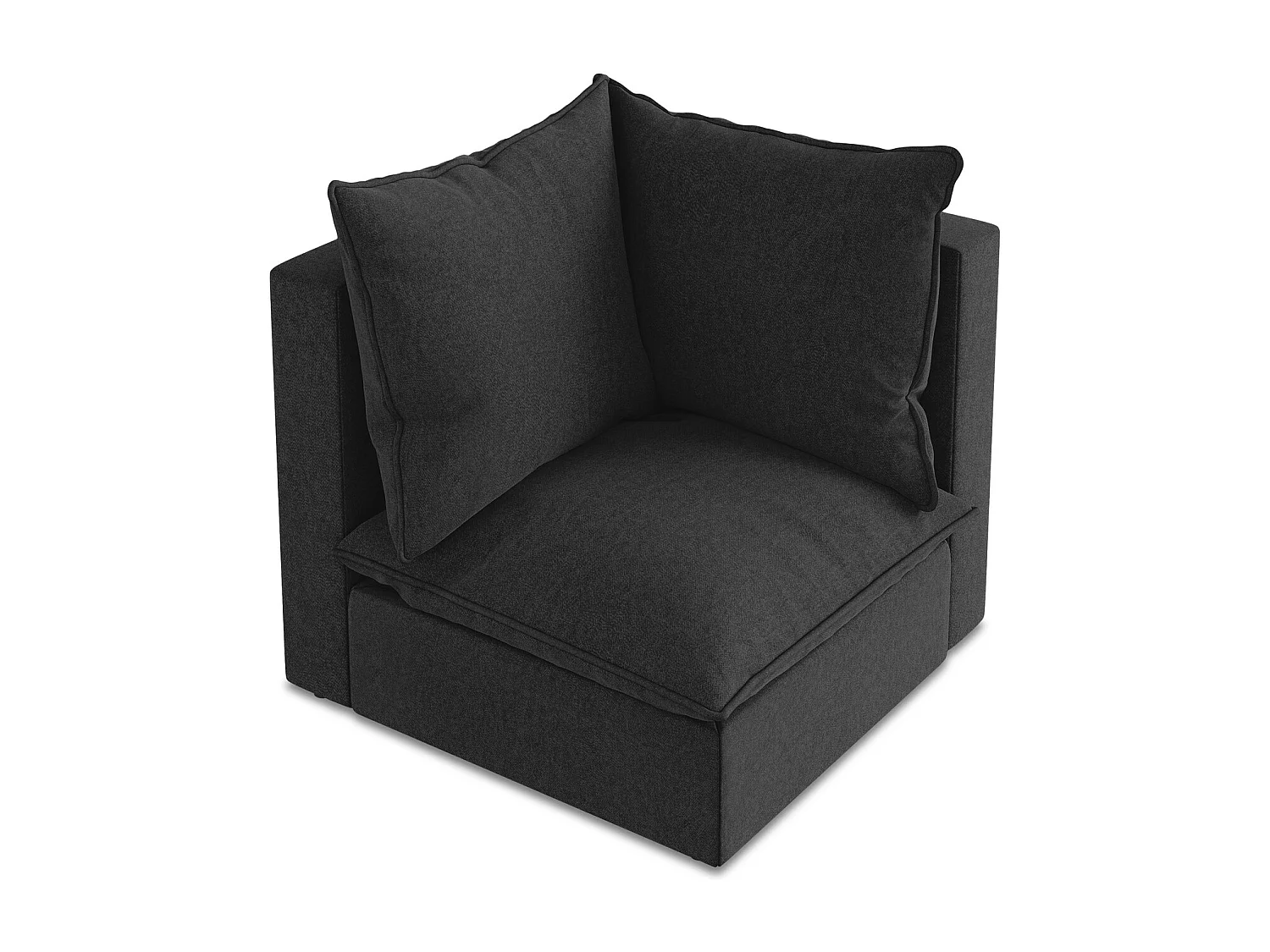 Fauteuil d'angle pour canapé modulable en velours - noir - MANAO