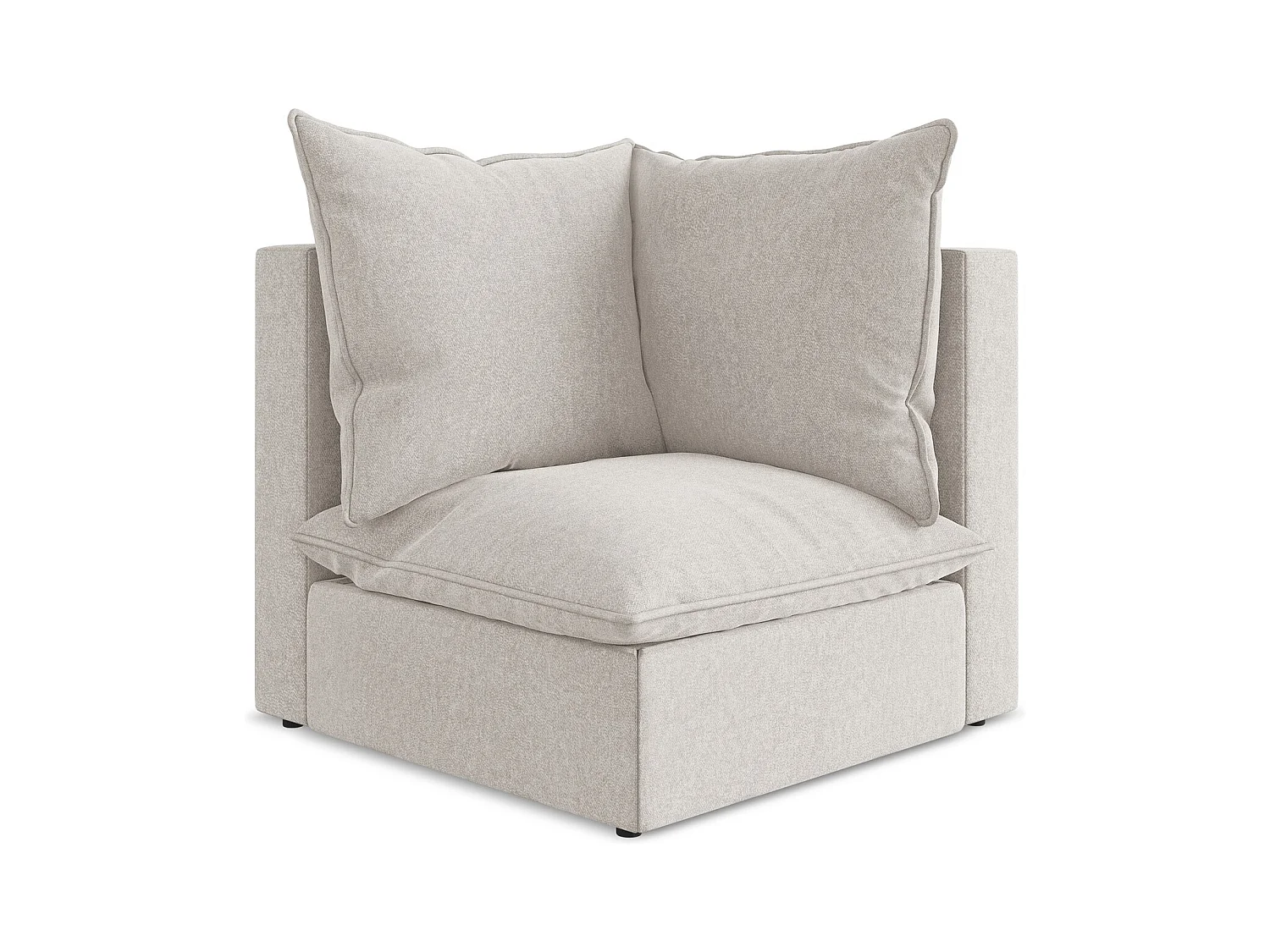 Fauteuil d'angle pour canapé modulable en velours - beige clair - MANAO