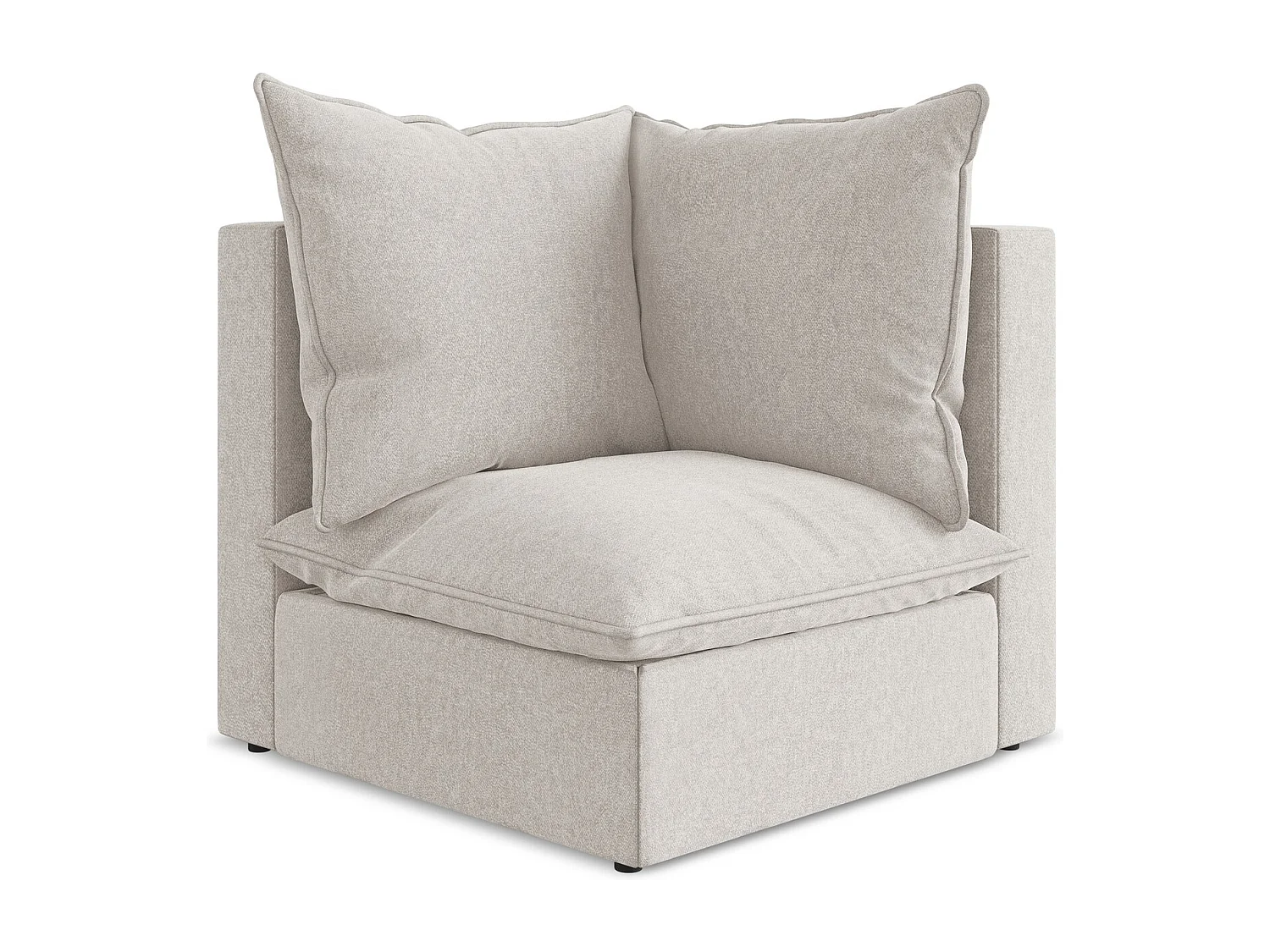 Fauteuil d'angle pour canapé modulable en velours - beige clair - MANAO