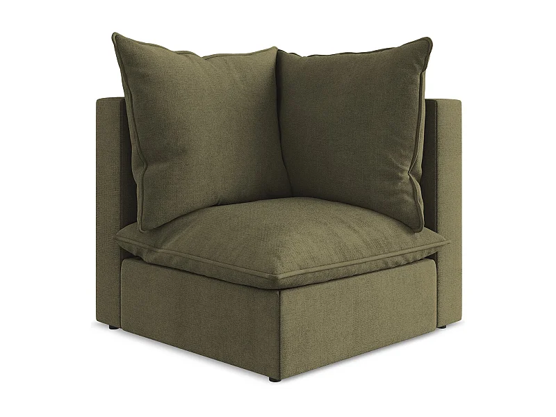 Fauteuil d'angle pour canapé modulable en tissu texturé - olive - MANAO