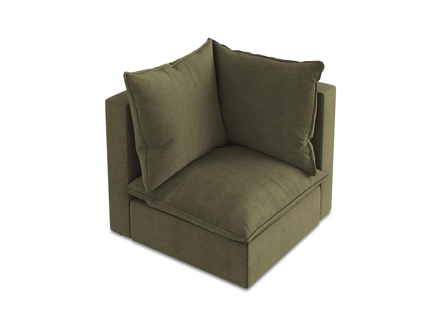 Fauteuil d'angle pour canapé modulable en tissu texturé - olive - MANAO