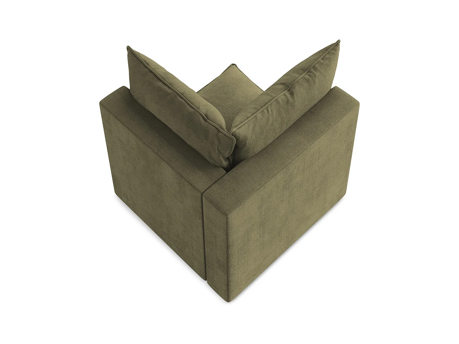 Fauteuil d'angle pour canapé modulable en tissu texturé - olive - MANAO