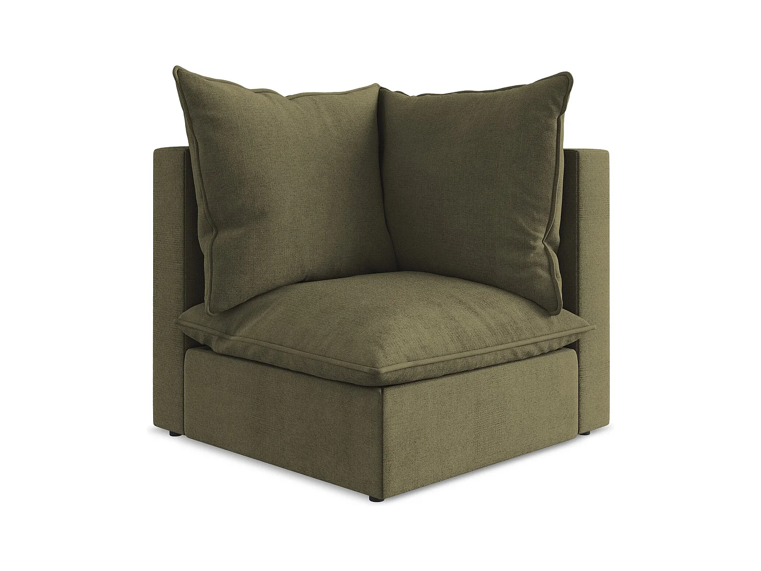 Fauteuil d'angle pour canapé modulable en tissu texturé - olive - MANAO
