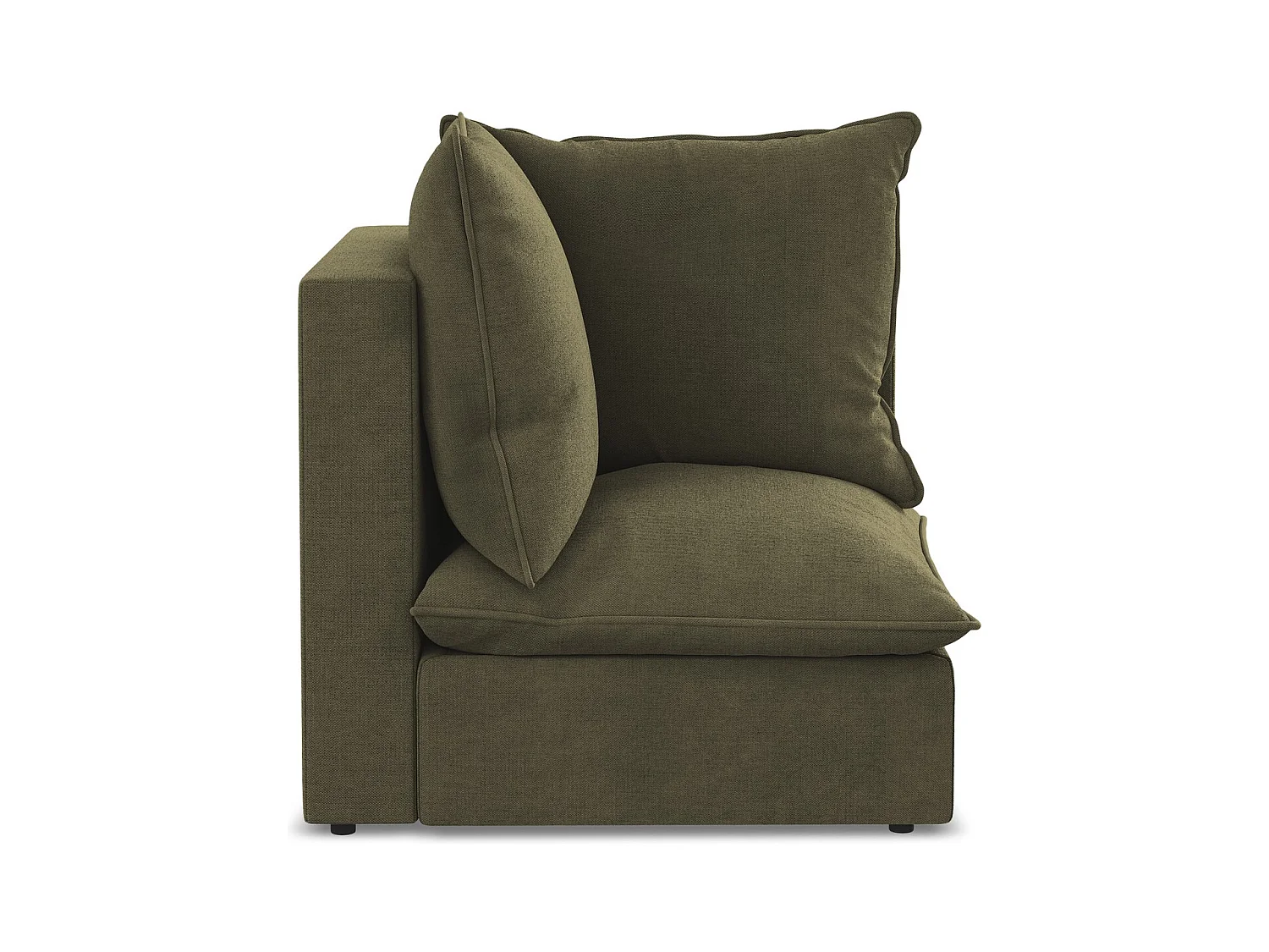 Fauteuil d'angle pour canapé modulable en tissu texturé - olive - MANAO