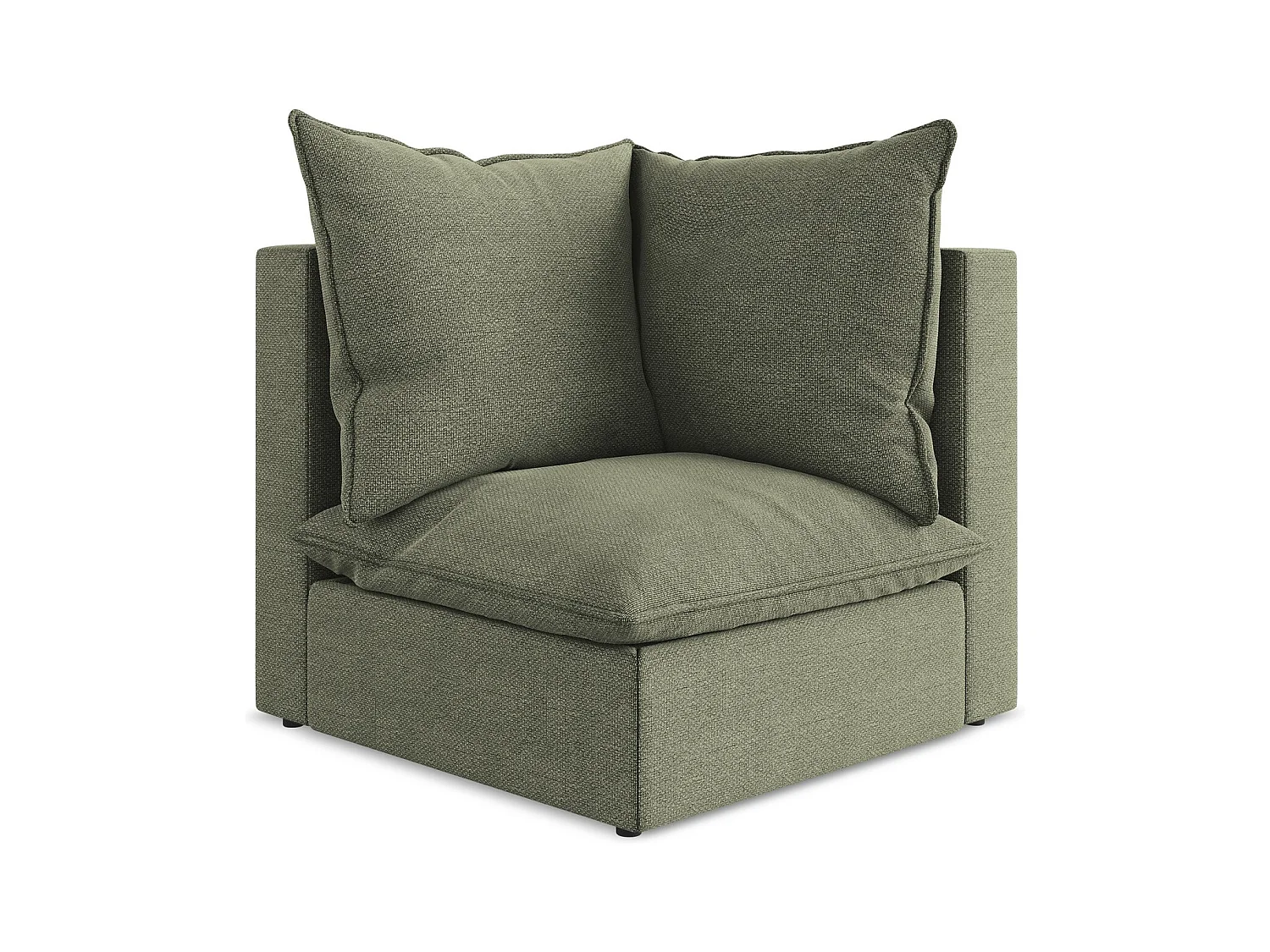 Fauteuil d'angle pour canapé modulable en tissu bouclette - olive - MANAO