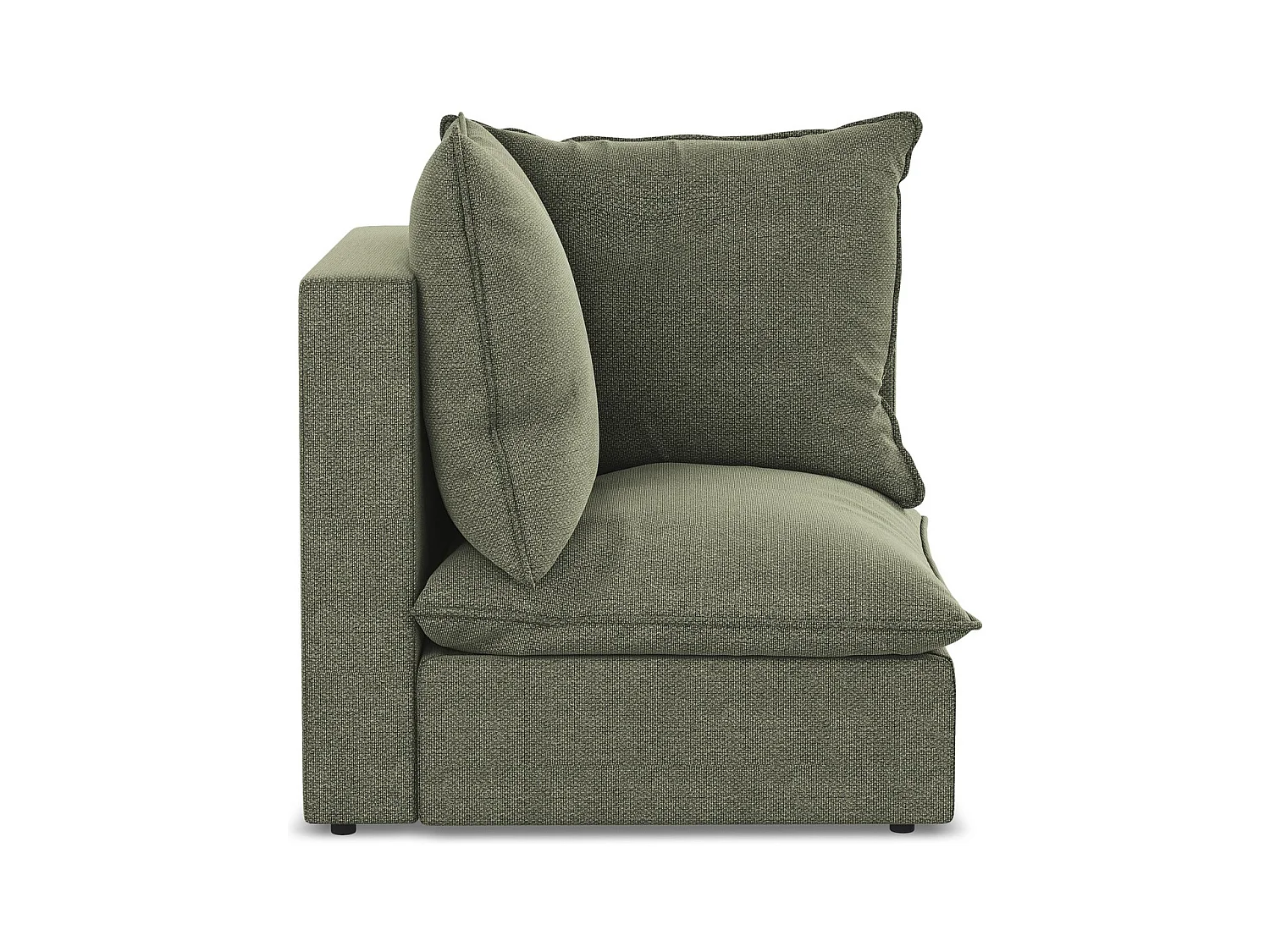 Fauteuil d'angle pour canapé modulable en tissu bouclette - olive - MANAO