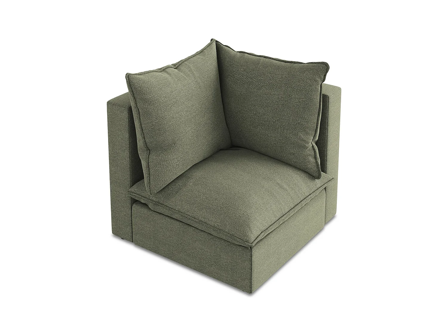 Fauteuil d'angle pour canapé modulable en tissu bouclette - olive - MANAO