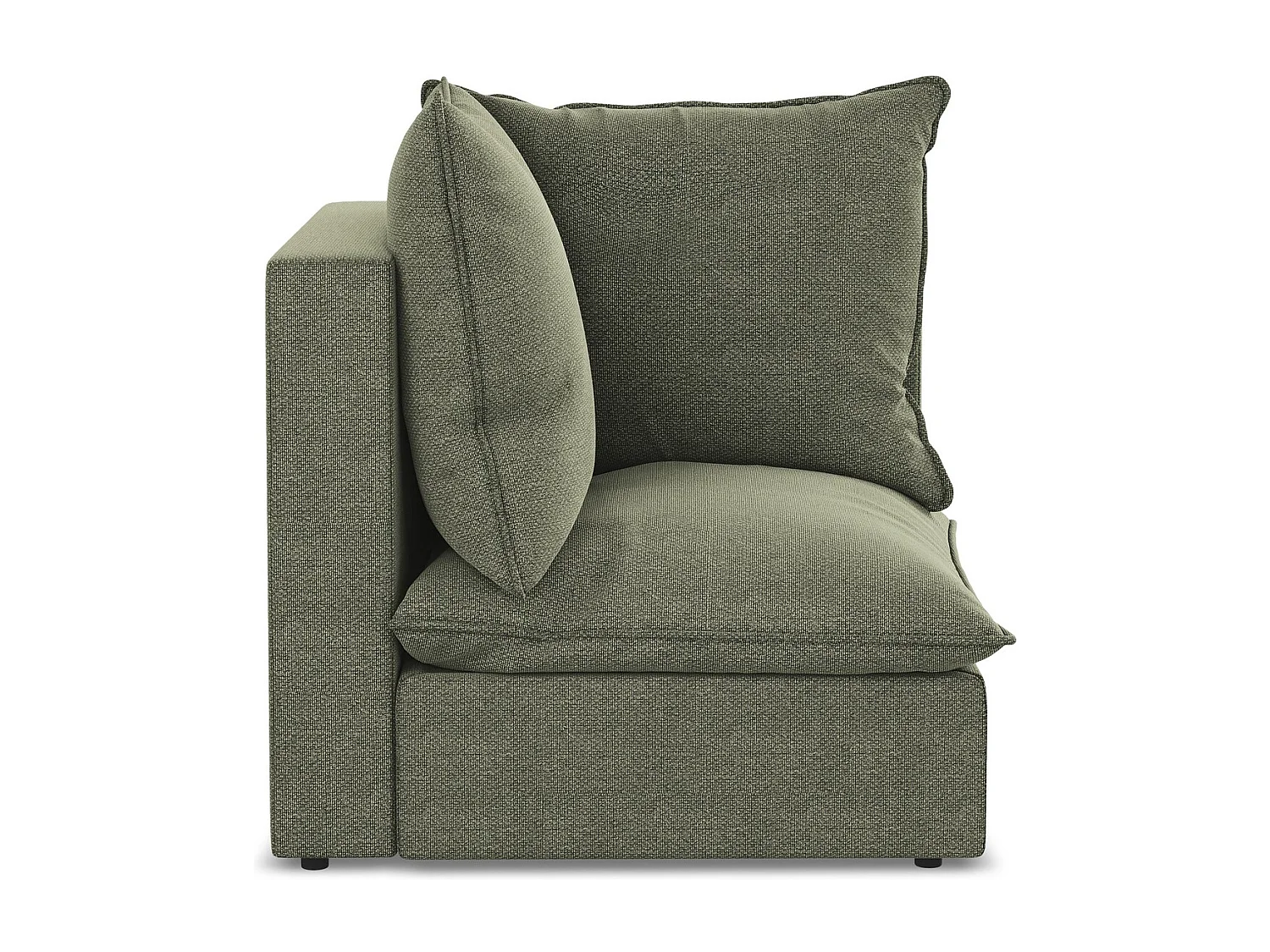 Fauteuil d'angle pour canapé modulable en tissu bouclette - olive - MANAO