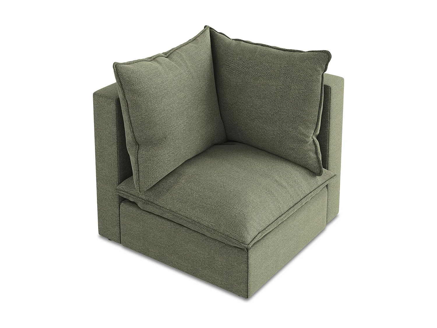 Fauteuil d'angle pour canapé modulable en tissu bouclette - olive - MANAO