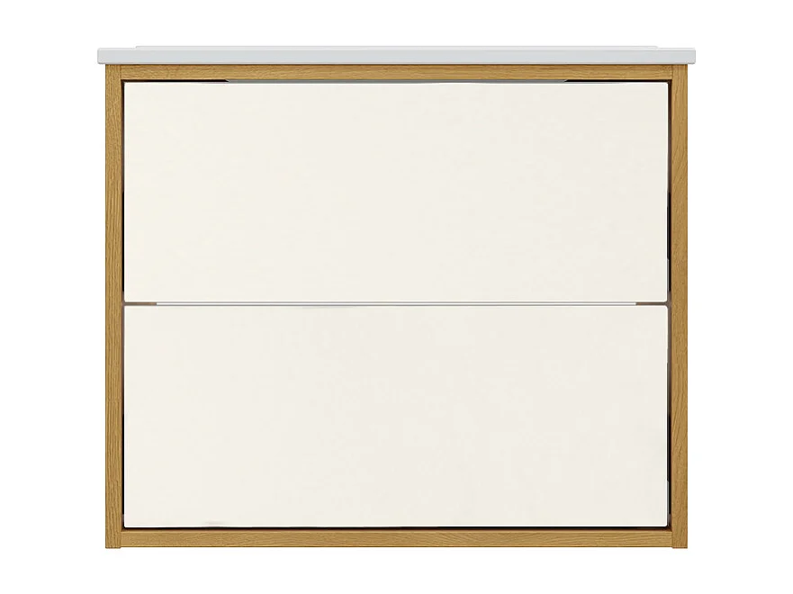 Ensemble meuble simple vasque encastrée 60 cm et armoires Denzel Blanc et Bois